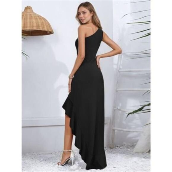 One-Shoulder Ruffle Hem Maxi Dress - Picture 10 of 10